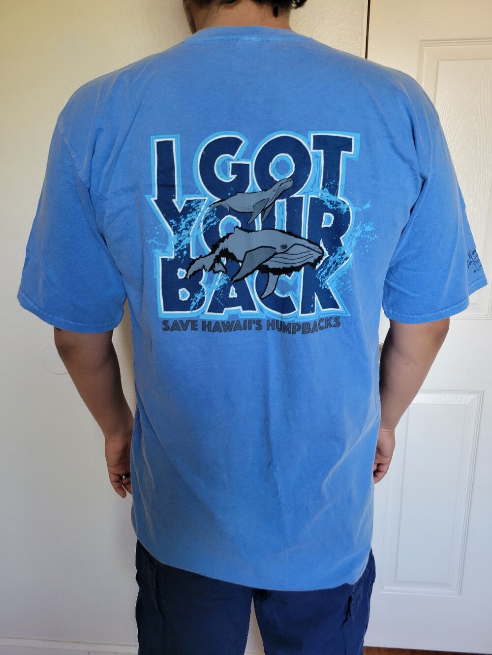 NWT I Got Your Back T Shirt Blue Size L SAVE THE WHALES